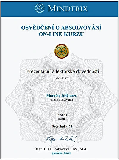lektorské a prezentační dovednosti certifikát